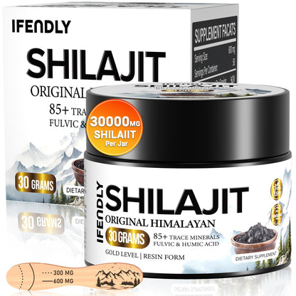 Shilajit Resin 600mg Gold Grade – 85+ Minerals, Fulvic & Humic Acids, 50 Servings