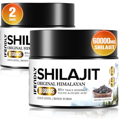 Shilajit Resin 600mg Gold Grade – 85+ Minerals – 100 Servings (2 Jars)