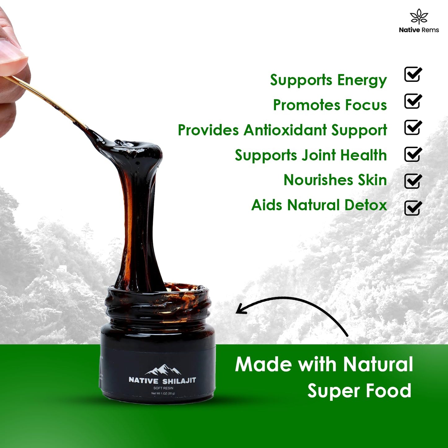 Native Rems Himalayan Shilajit Resin – Pure & Lab-Tested, Organic & Vegan