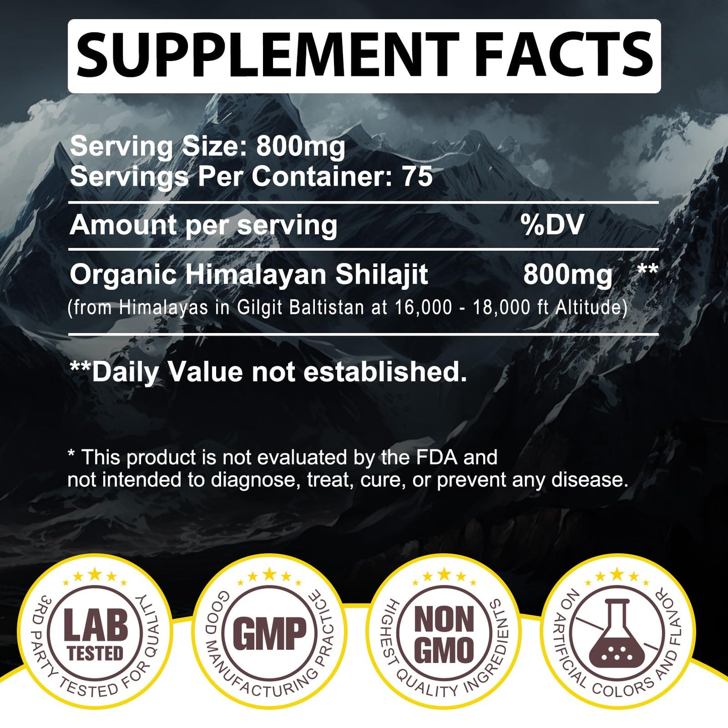 Shilajit Pure Himalayan Organic Resin - 800mg Gold Grade | 85+ Fulvic Acid & Trace Minerals
