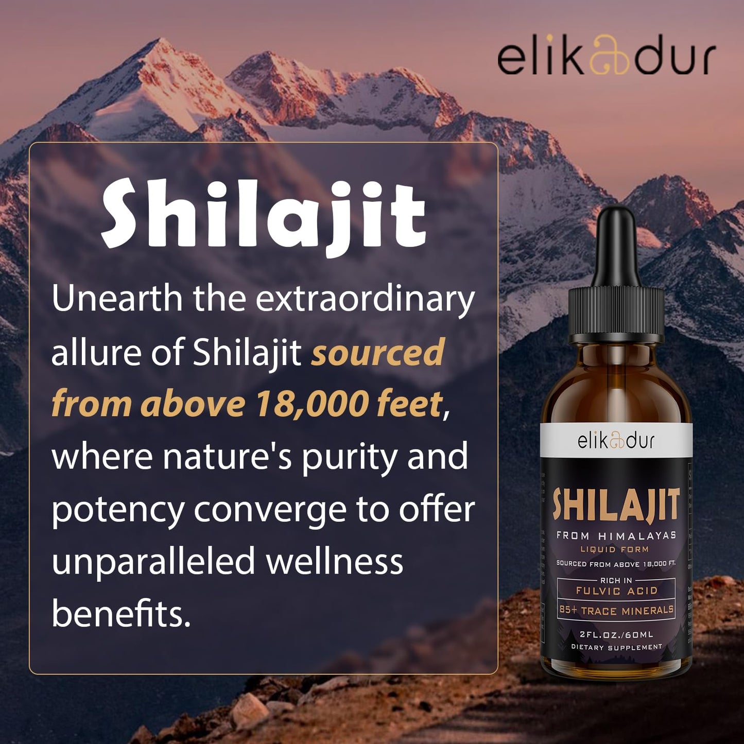 Shilajit Resin Organic Liquid – 60 ml, 85+ Minerals, Vegan