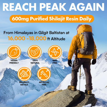 Shilajit Resin 600mg Gold Grade – 85+ Minerals – 100 Servings (2 Jars)