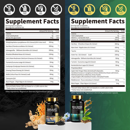 Shilajit & Sea Moss Bundle for Men – 240 Capsules with CoQ10