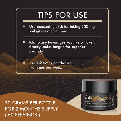 Shilajit Purest Himalayan Organic Resin – Gold Grade 100% Pure, Fulvic Acid & 85+ Minerals, 30g