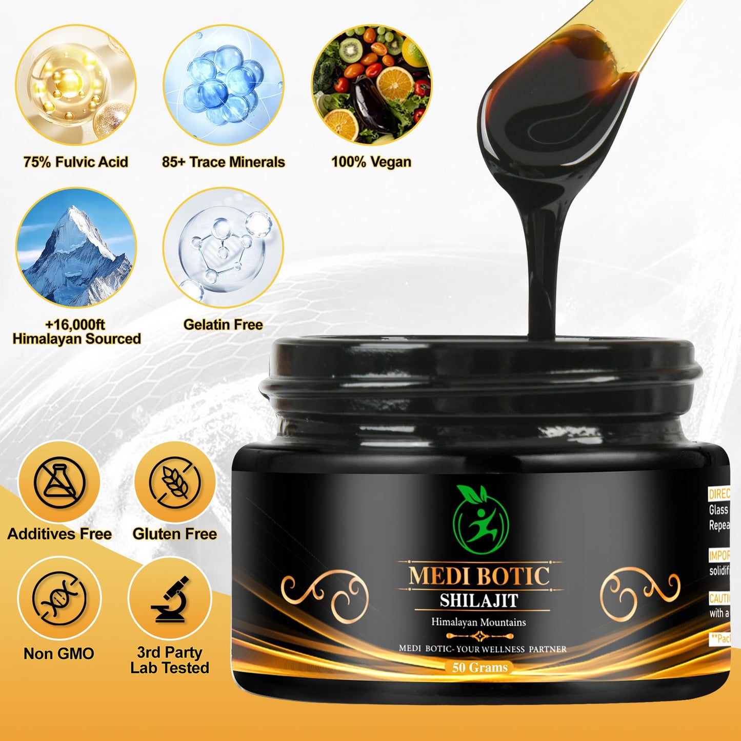 Shilajit Resin - Natural Energy & Immunity Boost | 75% Fulvic Acid, 85+ Minerals | 50g