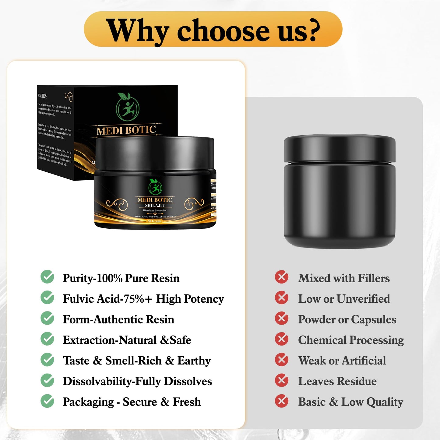 Shilajit Resin - Natural Energy & Immunity Boost | 75% Fulvic Acid, 85+ Minerals | 50g
