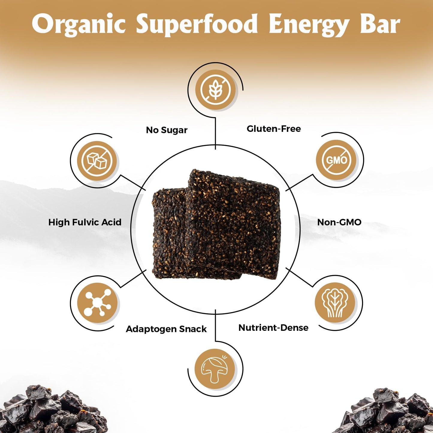 Shilala Organic Shilajit Energy Bar – 1000mg Shilajit, Gluten-Free, Vegan, Non-GMO | High Fulvic Acid | 7 Pack | NEW & IMPROVED FLAVOR