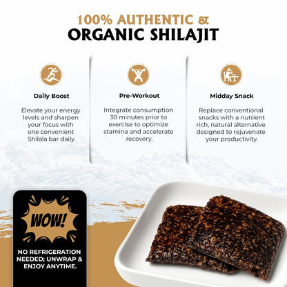 Shilala Organic Shilajit Energy Bar – 1000mg Shilajit, Gluten-Free, Vegan, Non-GMO | High Fulvic Acid | 7 Pack | NEW & IMPROVED FLAVOR