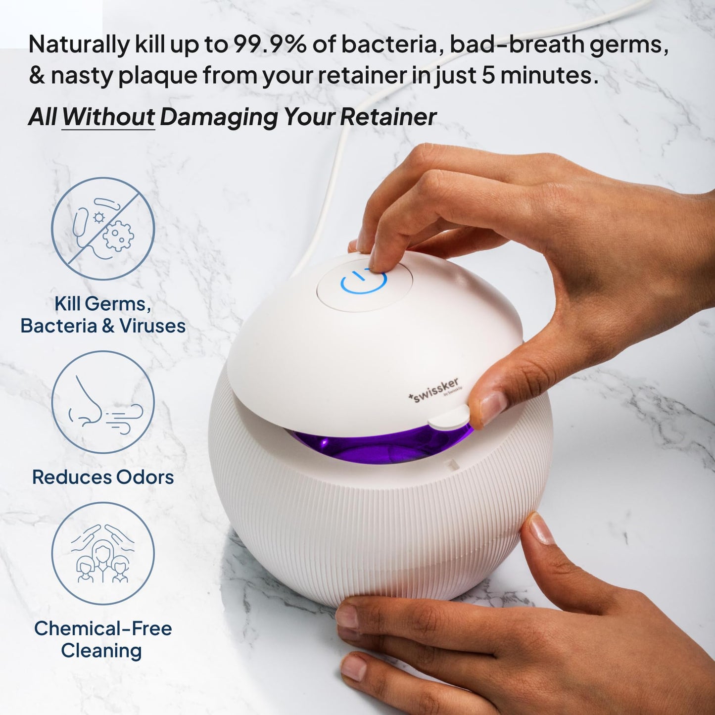 Swissklip ShinePod Ultrasonic Cleaning Pod | Retainer, Aligner & Mouth Guard Cleaner
