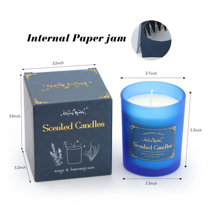Shining Buddy Sage & Lemongrass Scented Soy Candles – 6oz Home Spa & Relaxation