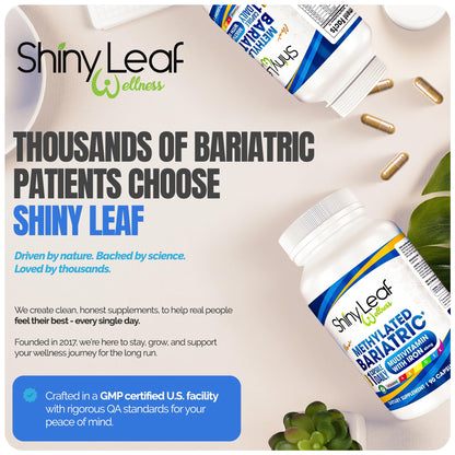 Shiny Leaf Methylated Bariatric Multivitamin with Iron 45mg – 90 Count (USA Made) – ASMBS Compliant