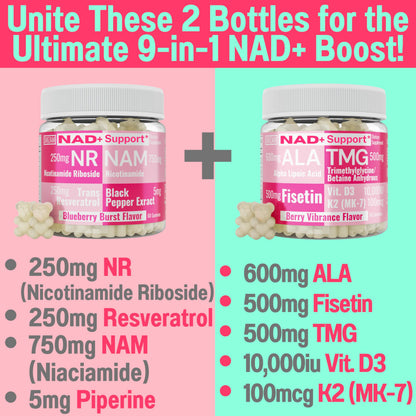 SHIZAM Nicotinamide Riboside NR NAM Resveratrol Gummies – NAD+ Boost (1000mg) with Niacinamide B3