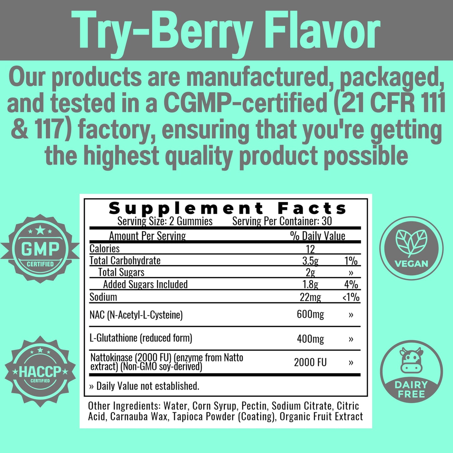 SHIZAM NAC 600mg Gummies with Glutathione & Nattokinase