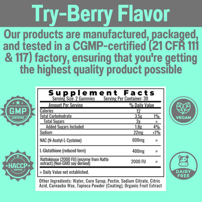 SHIZAM NAC 600mg Gummies with Glutathione & Nattokinase