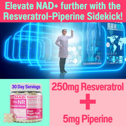 SHIZAM Nicotinamide Riboside NR NAM Resveratrol Gummies – NAD+ Boost (1000mg) with Niacinamide B3