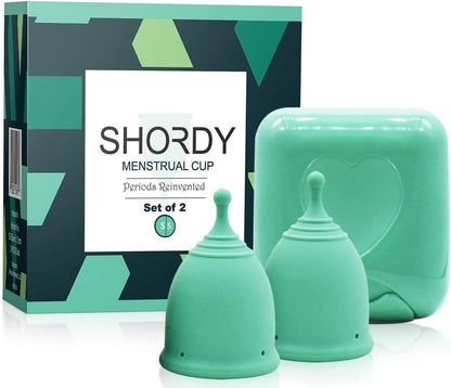 SHORDY Reusable Menstrual Cup (Small) – 2-Pack, 100% Silicone, Eco-Friendly