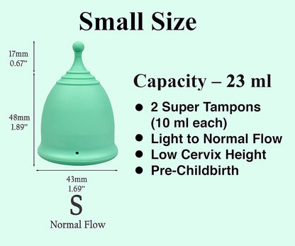 SHORDY Reusable Menstrual Cup (Small) – 2-Pack, 100% Silicone, Eco-Friendly
