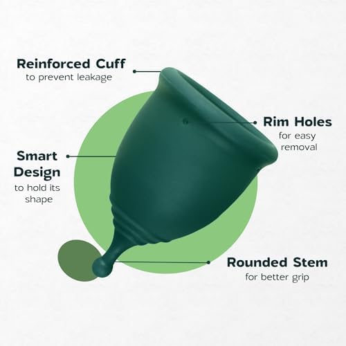 SHORDY Reusable Menstrual Cups (Large) – Set of 2, Medical-Grade Silicone (Green)