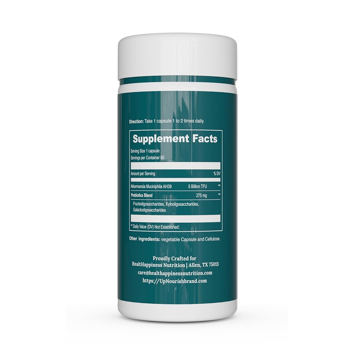 UpNourish Probiotics for GLP-1 Support – 5B TFU Akkermansia muciniphila, Digestive Health, Leaky Gut & Metabolic Wellness, 60 Capsules
