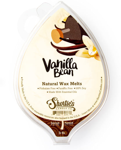 Shortie's Vanilla Bean Soy Wax Melts - 3 oz Bar, 100% Soy, Phthalate & Paraffin Free, Vegan