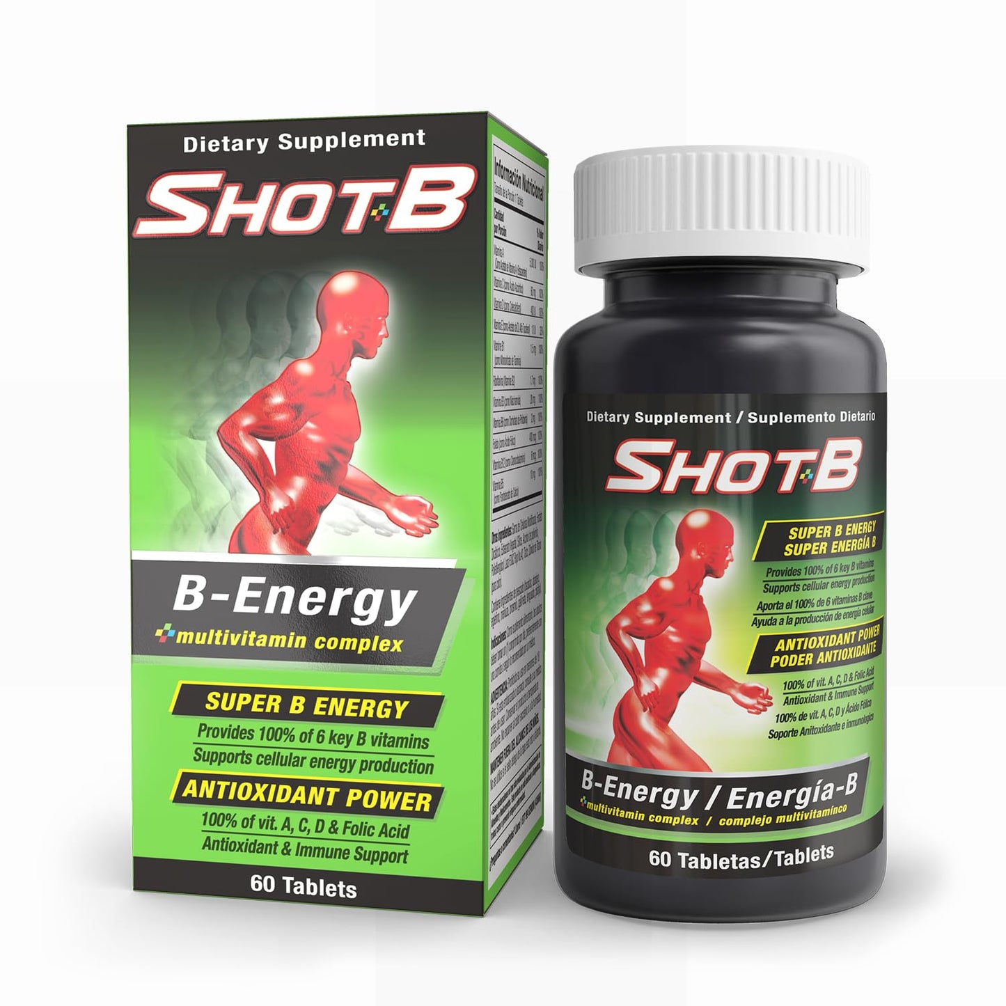 Shot B Multivitamin Complex - B-Energy with B Vitamins for Energy & Immunity | 60 Count