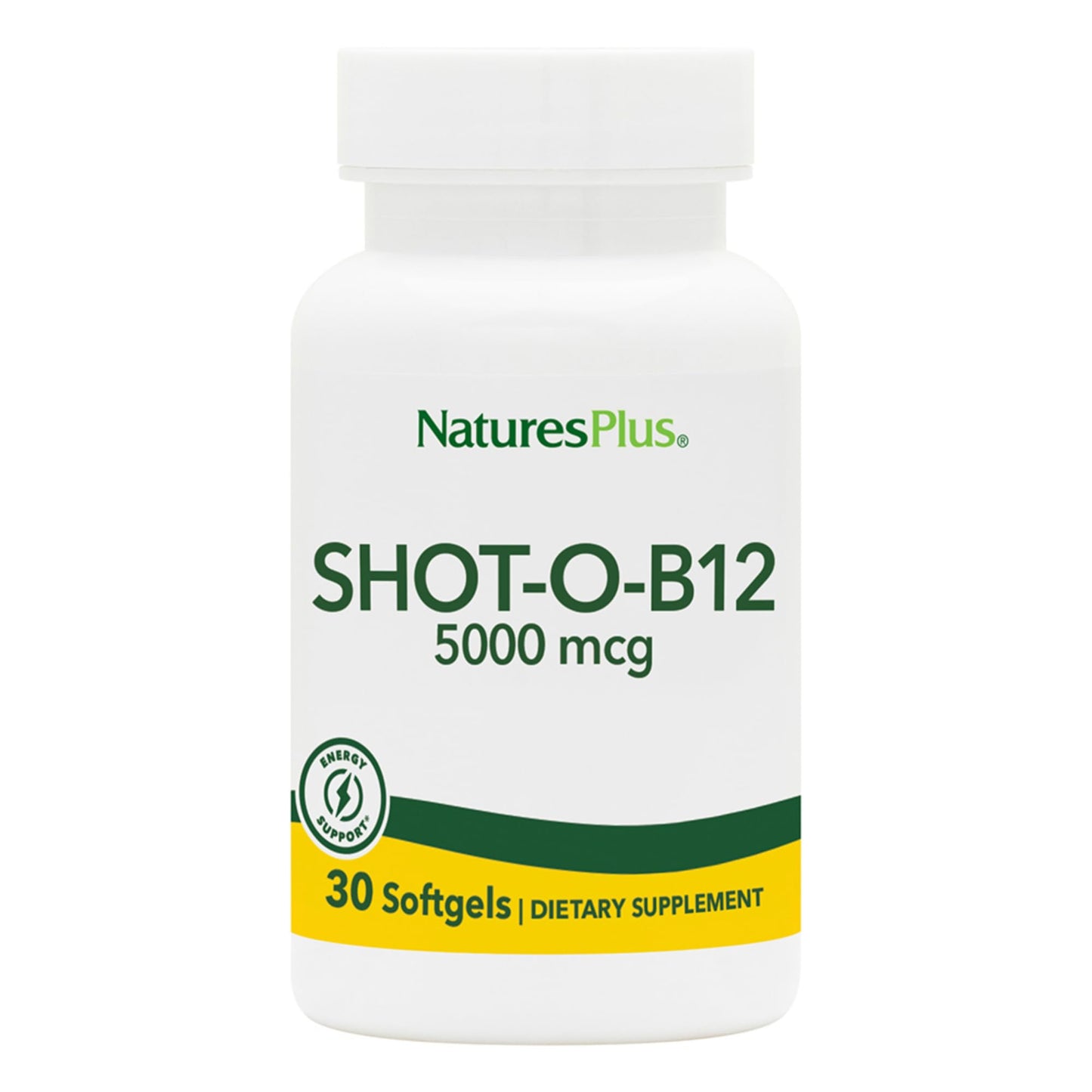Natures Plus Shot-O-B12 5000 mcg - 30 Softgels | High Potency Vitamin B12