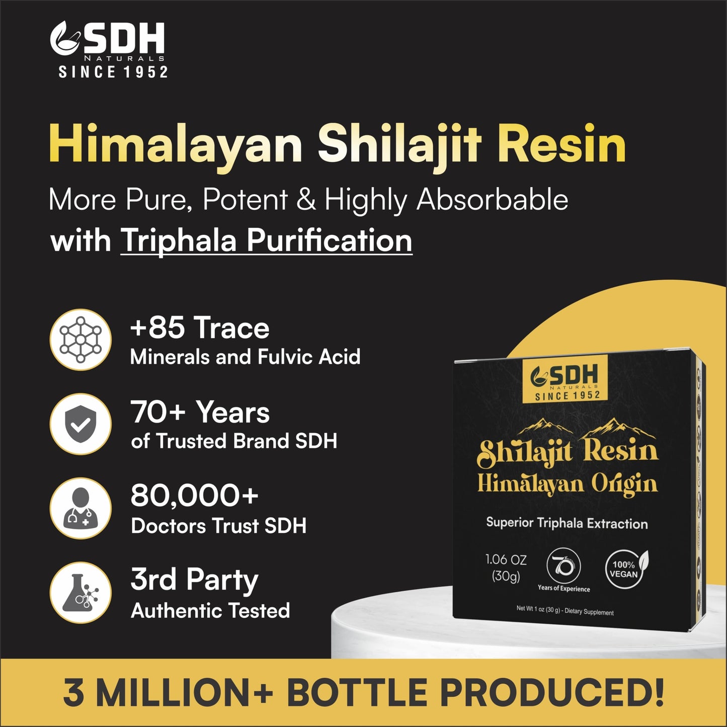SHREE DHANWANTRI HERBALS Himalayan Shilajit Resin – 30g (2-Month) for Energy & Focus