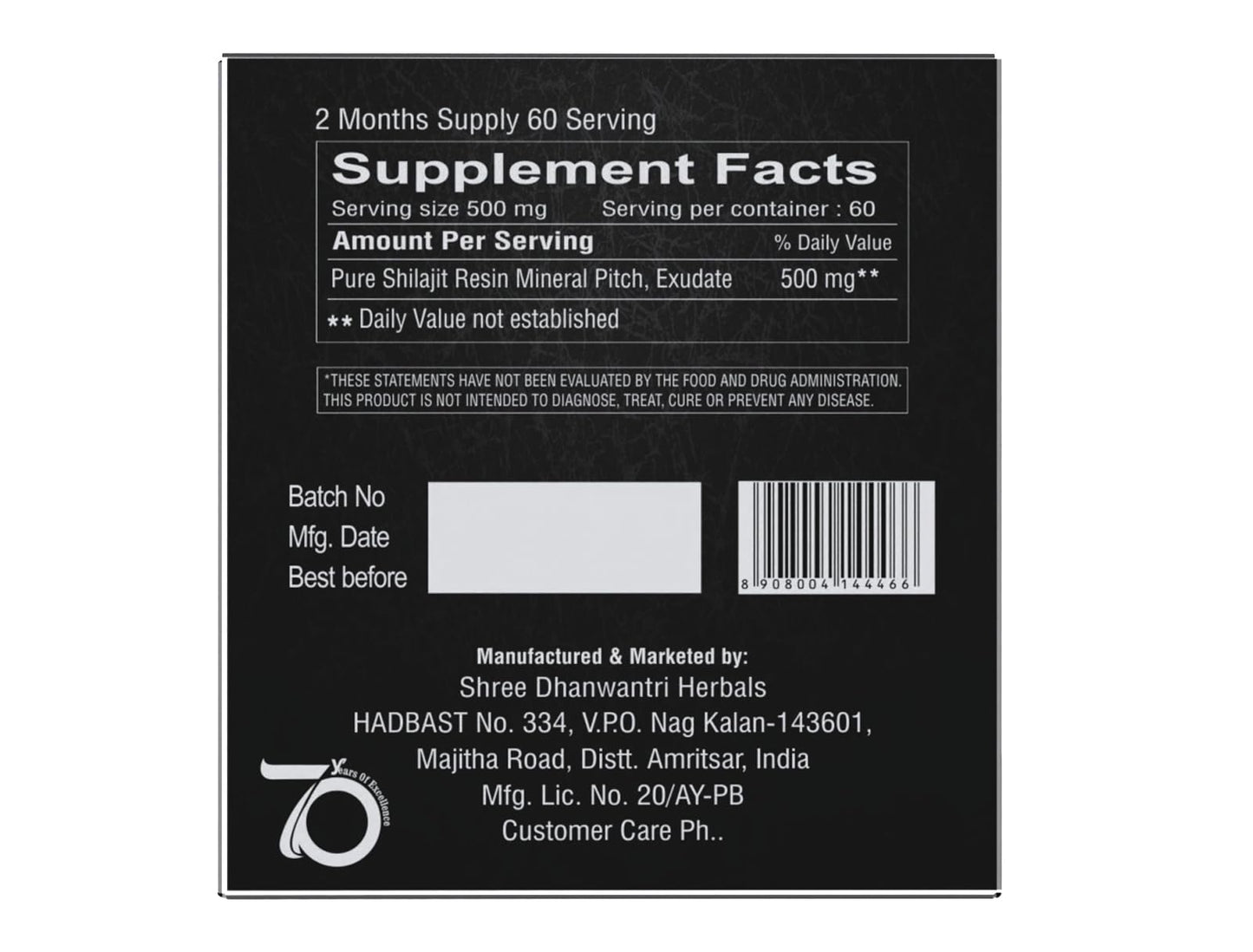 SHREE DHANWANTRI HERBALS Himalayan Shilajit Resin – 30g (2-Month) for Energy & Focus