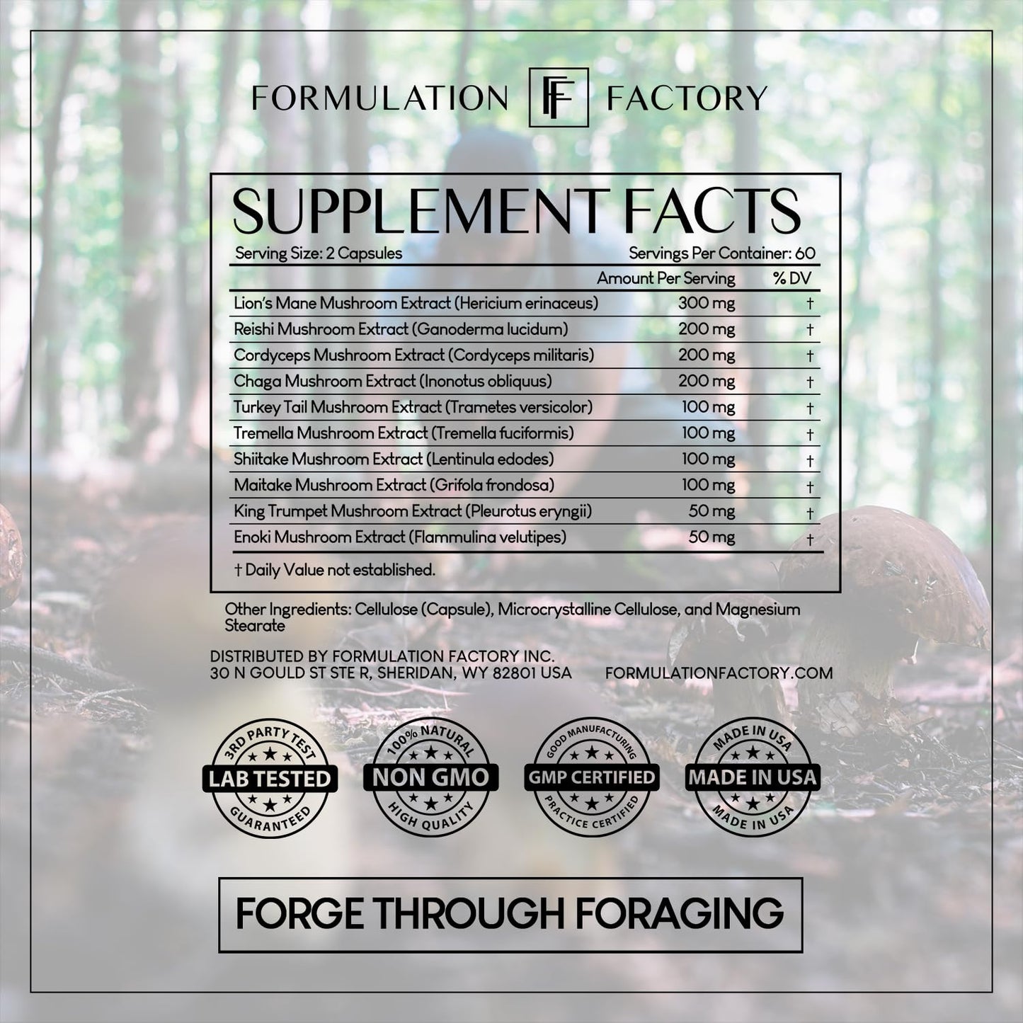 Formulation Factory Shroom Vroom 10-in-1 Mushroom Supplement — Focus, Energy & Immune Support