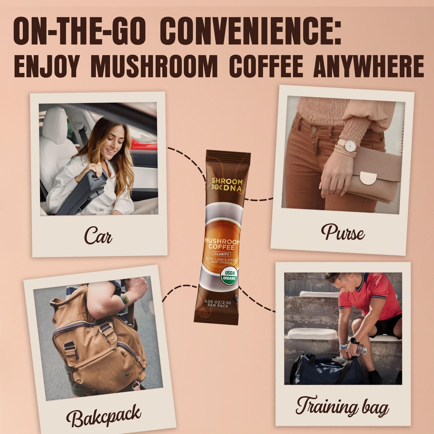 ShroomDNA Mushroom Coffee Blend with Chaga & Lion's Mane | Organic Vegan | Gluten Free | 20 Count