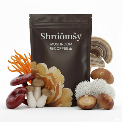 SHROOMSY Mushroom Coffee – 6-Mushroom Superblend with MCT Oil & Coconut Milk