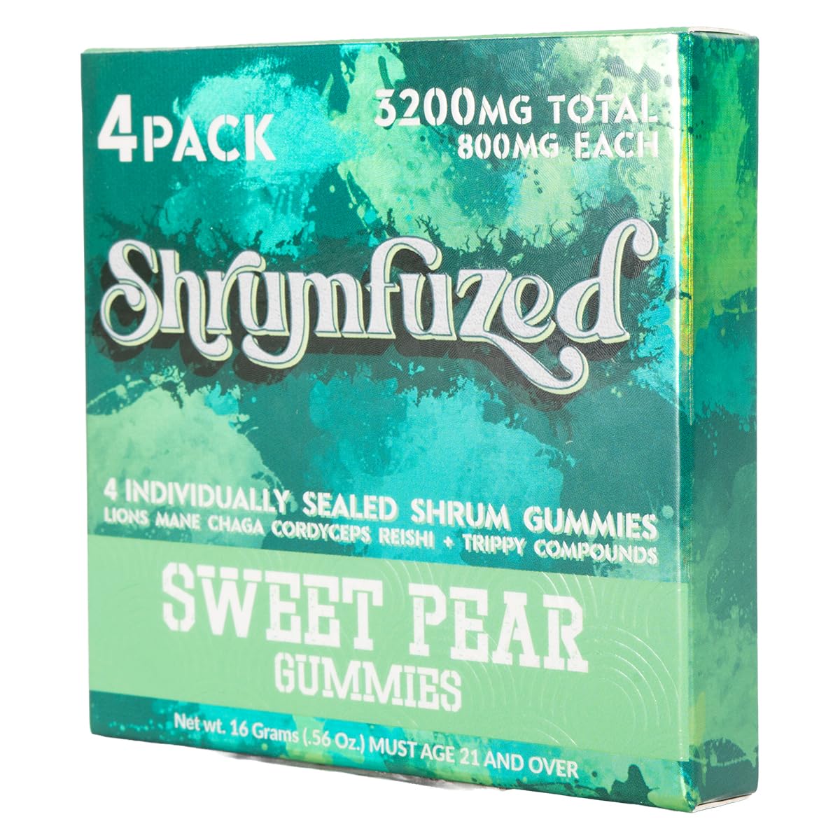 Shrumfuzed Proprietary Nootropic Gummy 3200mg – Lion's Mane, Reishi, Chaga & Cordycep Mushroom Blend (4, Sweet Pear)