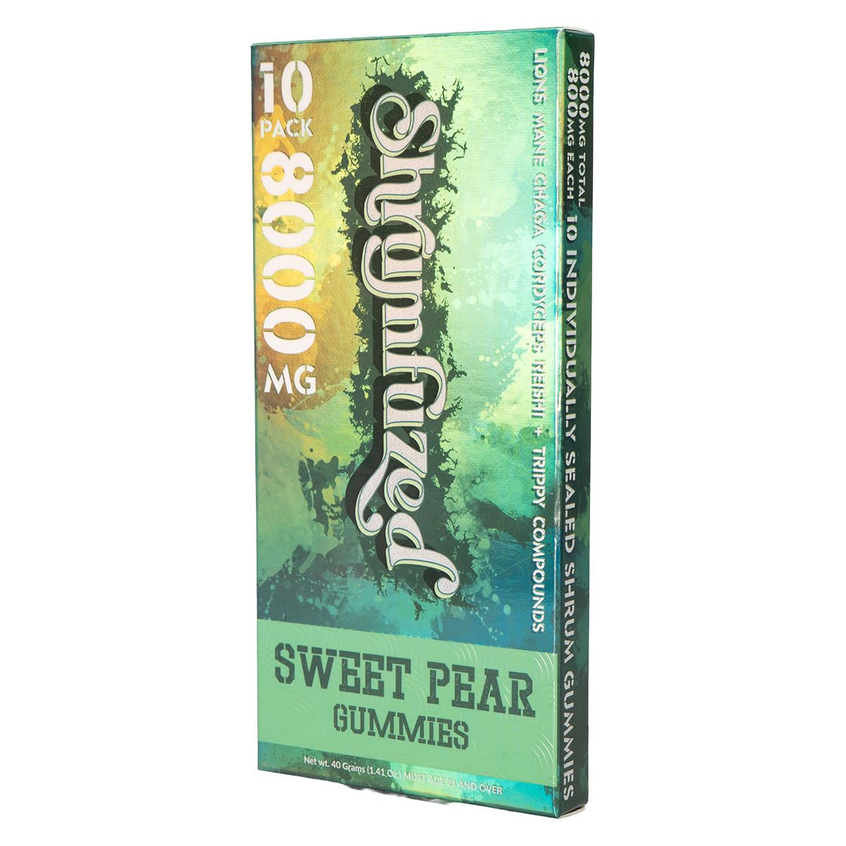 Shrumfuzed Proprietary Nootropic Gummy 3200mg – Lion's Mane, Reishi, Chaga & Cordycep Mushroom Blend (4, Sweet Pear)