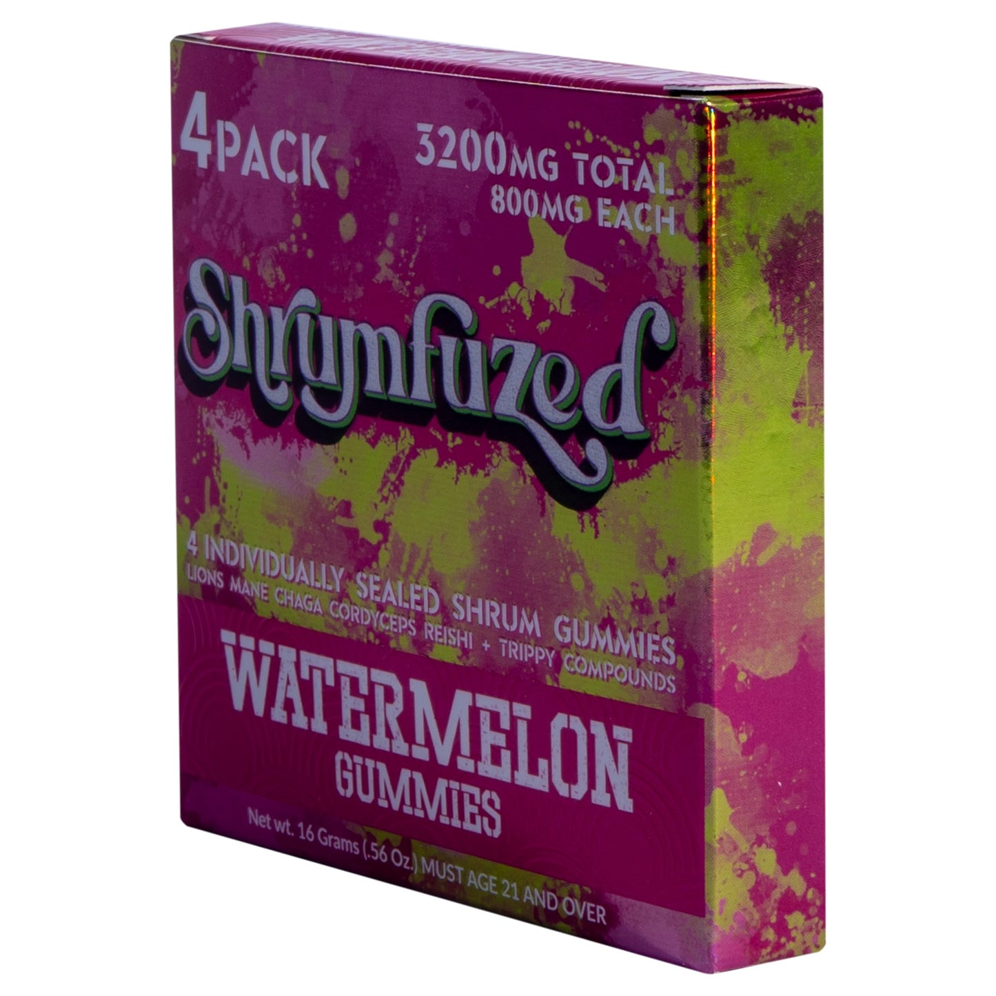 Shrumfuzed Proprietary Nootropic Gummy 3200mg - Lion's Mane, Reishi, Chaga, and Cordycep Nootropic Tripee Mushroom Blend (Watermelon)
