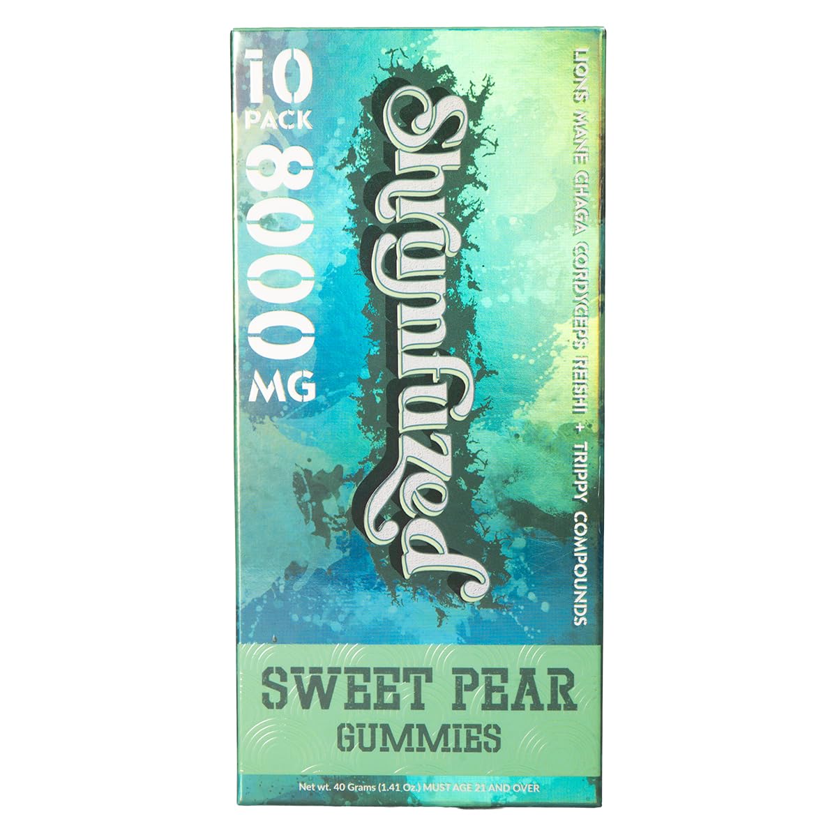 Shrumfuzed Nootropic Gummy 8000mg – Lion's Mane, Reishi, Cordyceps, Chaga (Sweet Pear, 10 Count)