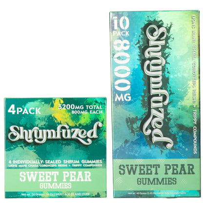 Shrumfuzed Nootropic Gummy 8000mg – Lion's Mane, Reishi, Cordyceps, Chaga (Sweet Pear, 10 Count)