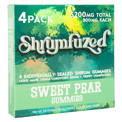 Shrumfuzed Nootropic Gummy 8000mg – Lion's Mane, Reishi, Cordyceps, Chaga (Sweet Pear, 10 Count)