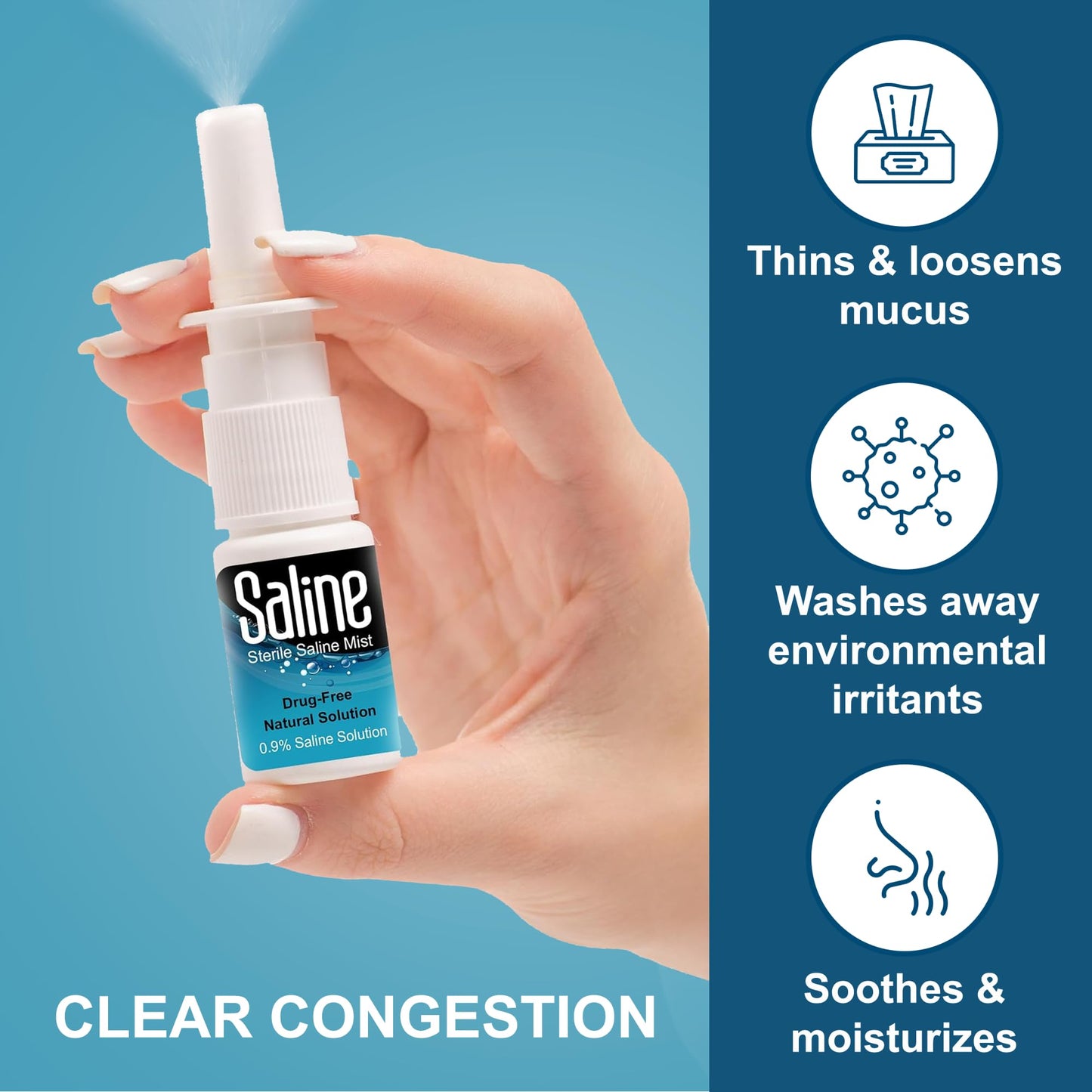 Shusher Care Saline Spray for Nose – 0.9% Isotonic Nasal Mist, 30ml (Pack of 3)