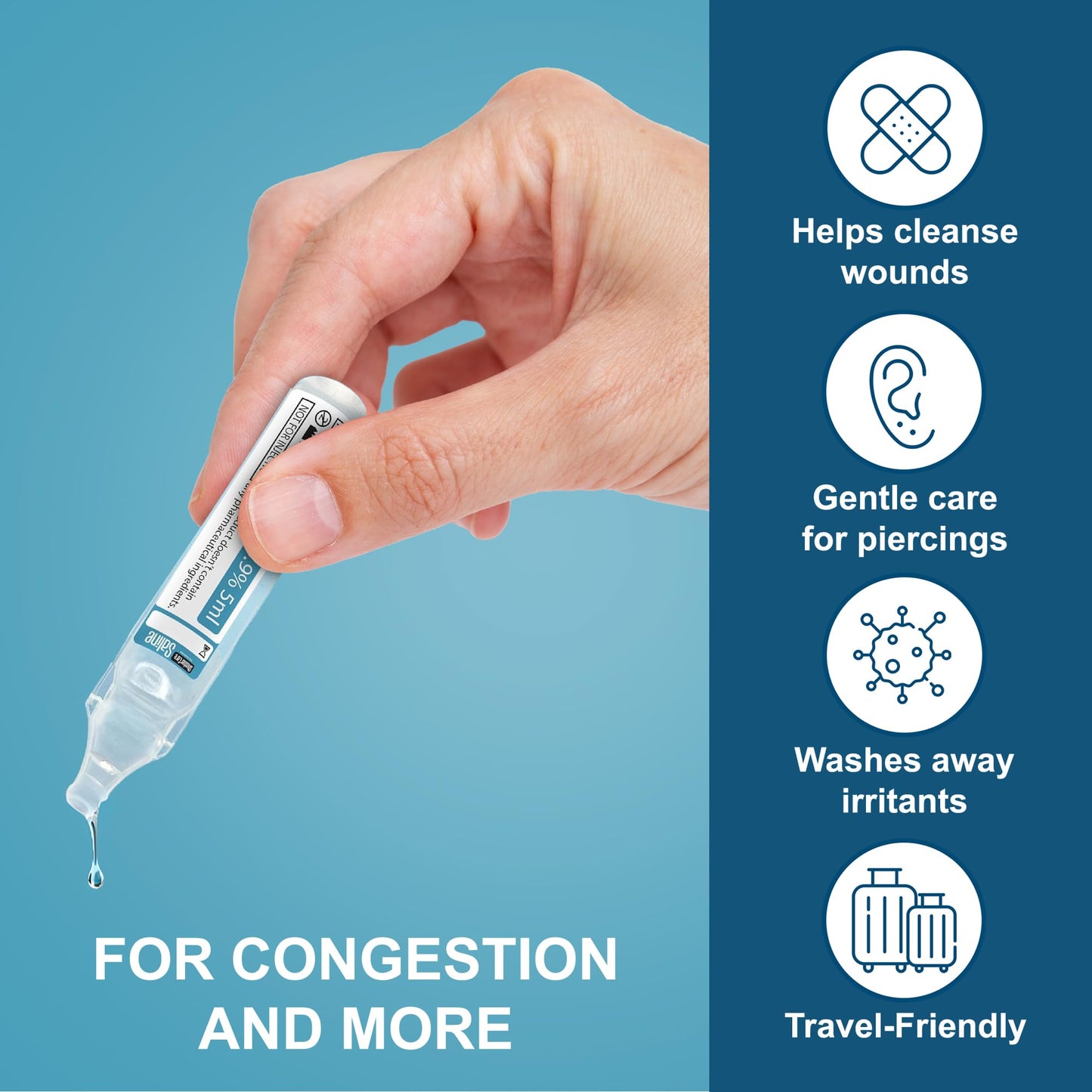 Shusher Care Saline Ampoules 0.9% – Nebulizer, Nasal Care & Wound Cleaning (50 Count, 5ml)