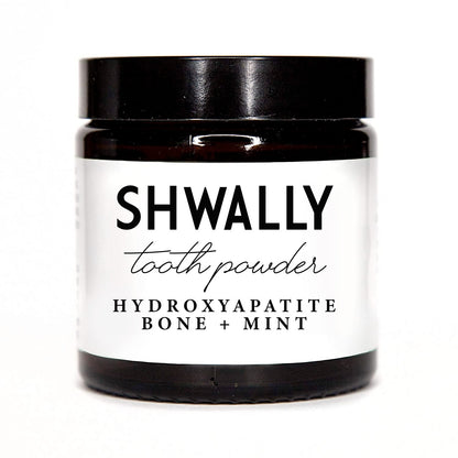 Shwally Tooth Powder with Hydroxyapatite – Fluoride Free, Eggshell & Cattle Bone, Peppermint (2 oz)