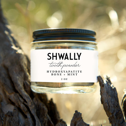 Shwally Tooth Powder with Hydroxyapatite – Fluoride Free, Eggshell & Cattle Bone, Peppermint (2 oz)
