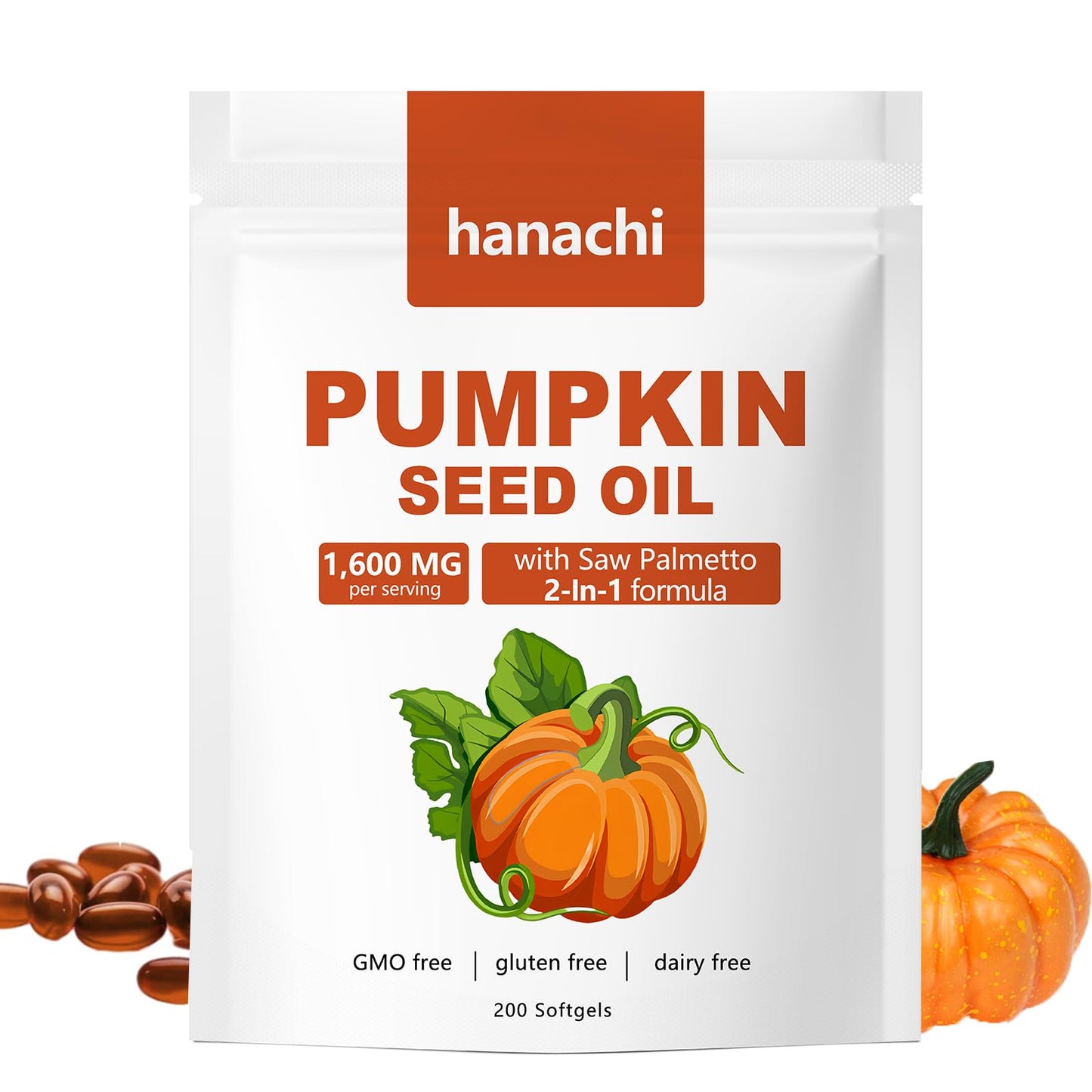 Shwfhi Ovela Pumpkin Seed Oil Capsules for Hair Growth – 2 in 1 Formula with Saw Palmetto | Non-GMO, Gluten Free | 200 Softgels