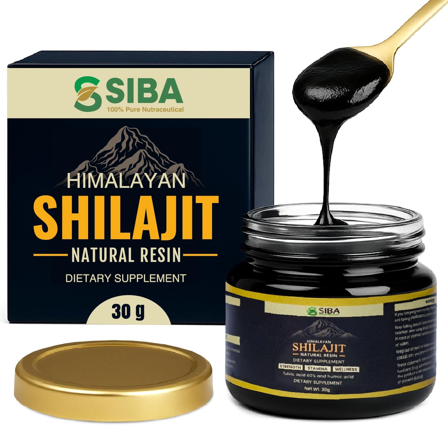 Siba Pure Himalayan Shilajit Resin 250mg – Triple Purified, 85+ Minerals & 70% Fulvic Acid