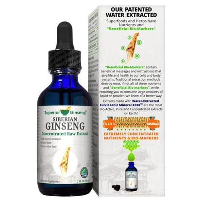 Siberian Ginseng Root Extract – Organic & Alcohol-Free 2oz | Patented Cold Fulvic Mineral Water Brew