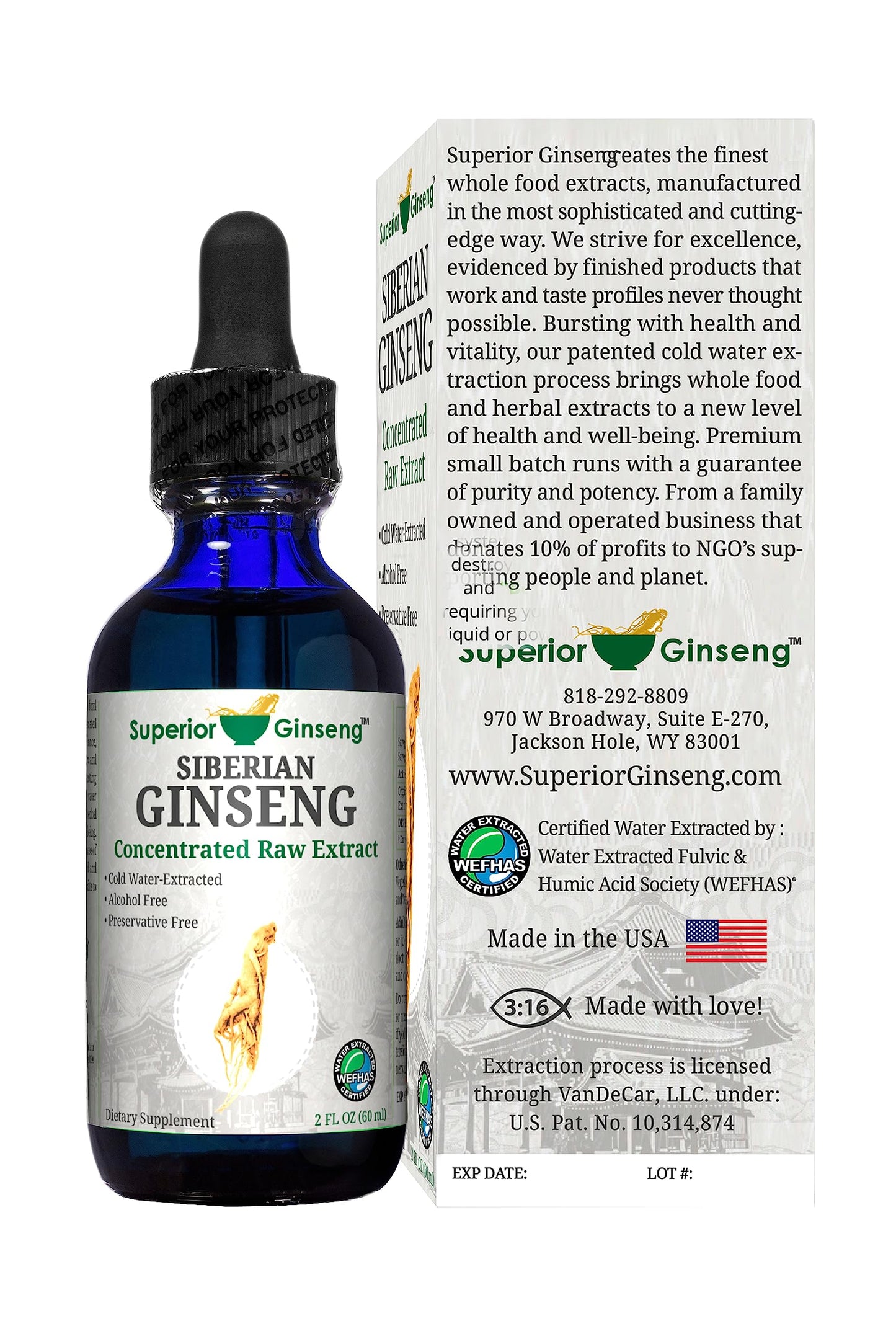 Siberian Ginseng Root Extract – Organic & Alcohol-Free 2oz | Patented Cold Fulvic Mineral Water Brew
