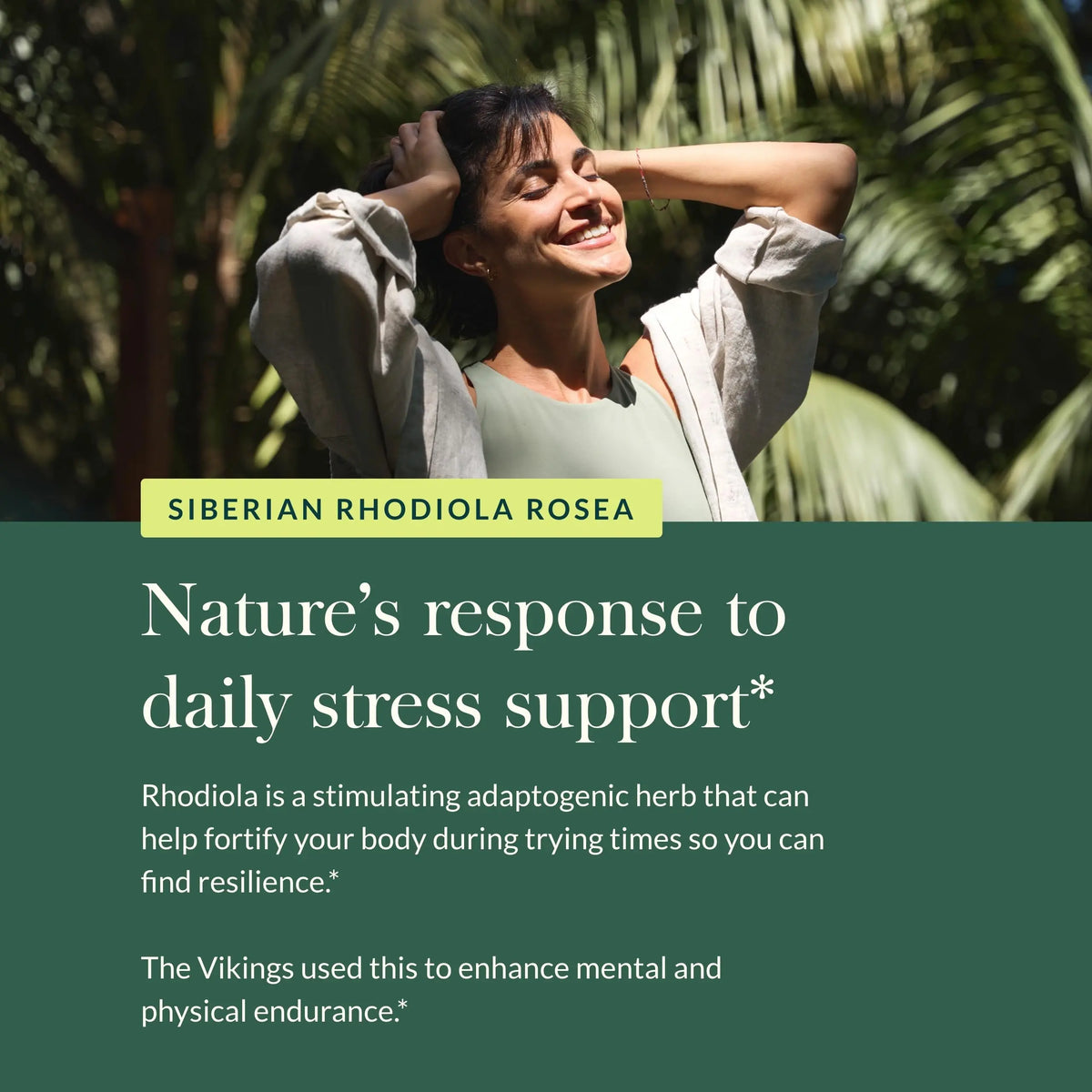 Gaia Herbs Rhodiola Rosea - Stress Support & Endurance - Siberian Root Extract - 120 Vegan Liquid Phyto-Caps (120 Servings) BritishVita | Premium UK Vitamins & Wellness Supplements
