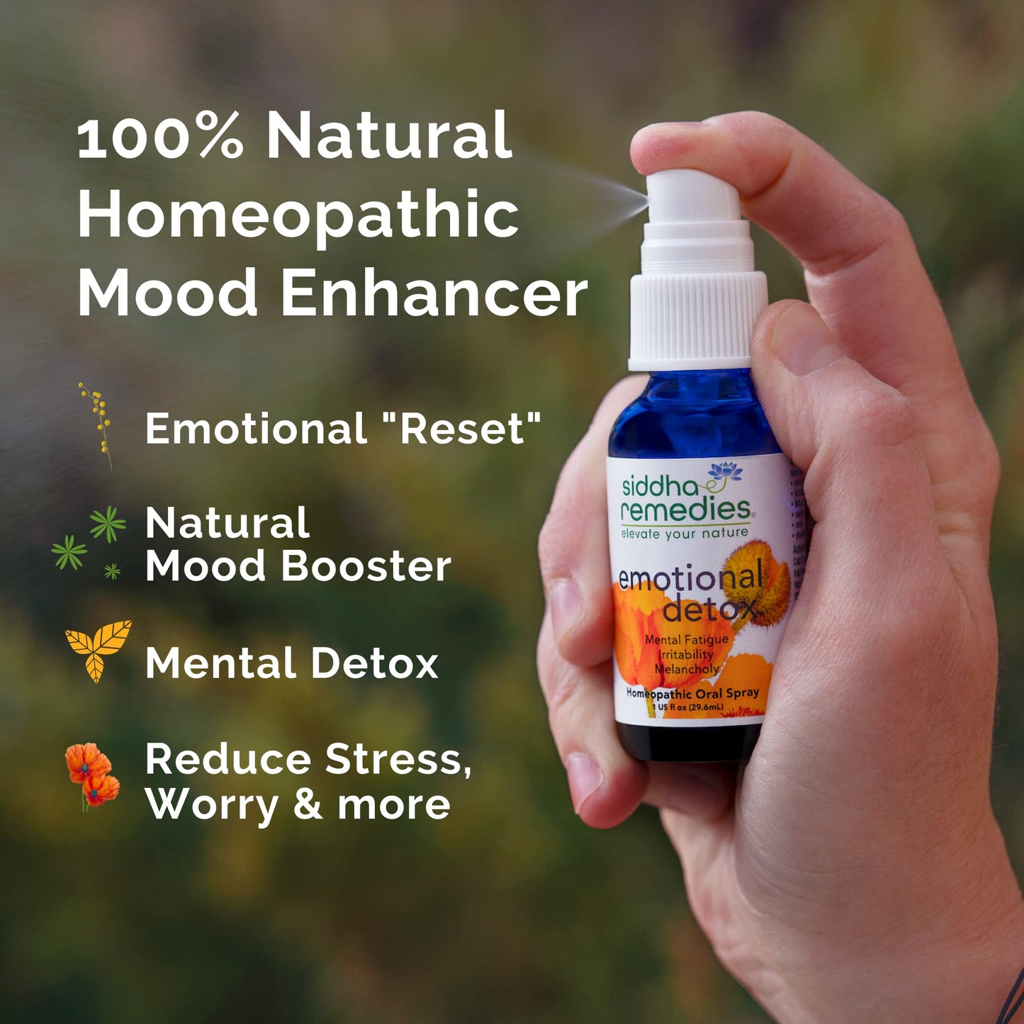 Siddha Remedies Emotional Detox Homeopathic Oral Spray for Melancholy & Fatigue