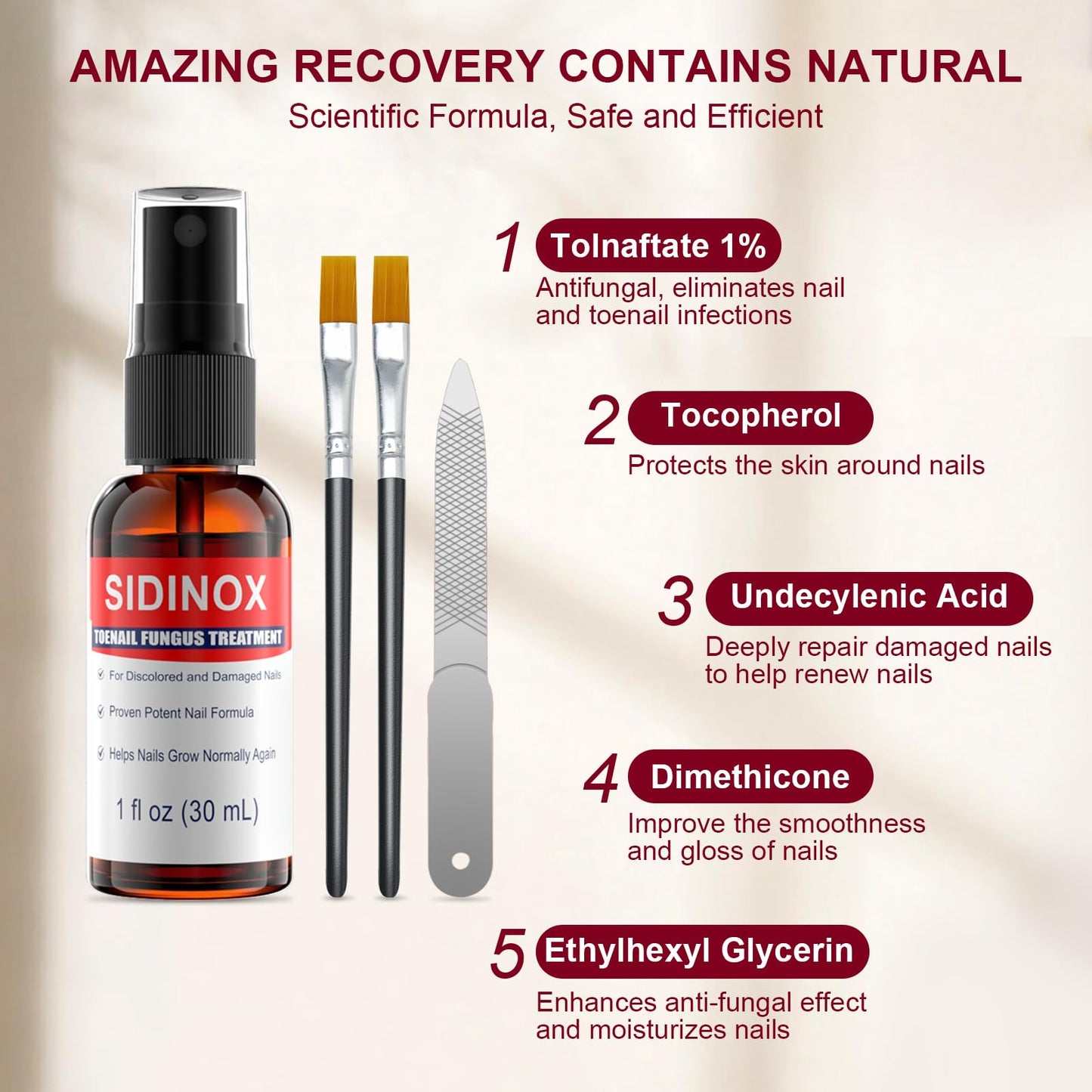 Sidinox Toenail Fungus Treatment Extra Strength with 25% Undecylenic Acid — 5 Pack