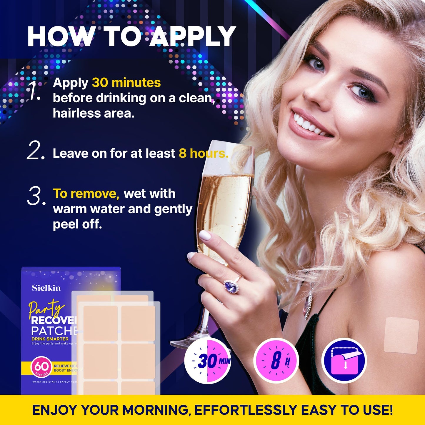 Sielkin Party Recovery Patch 60 Pack – Wake Up Refreshed