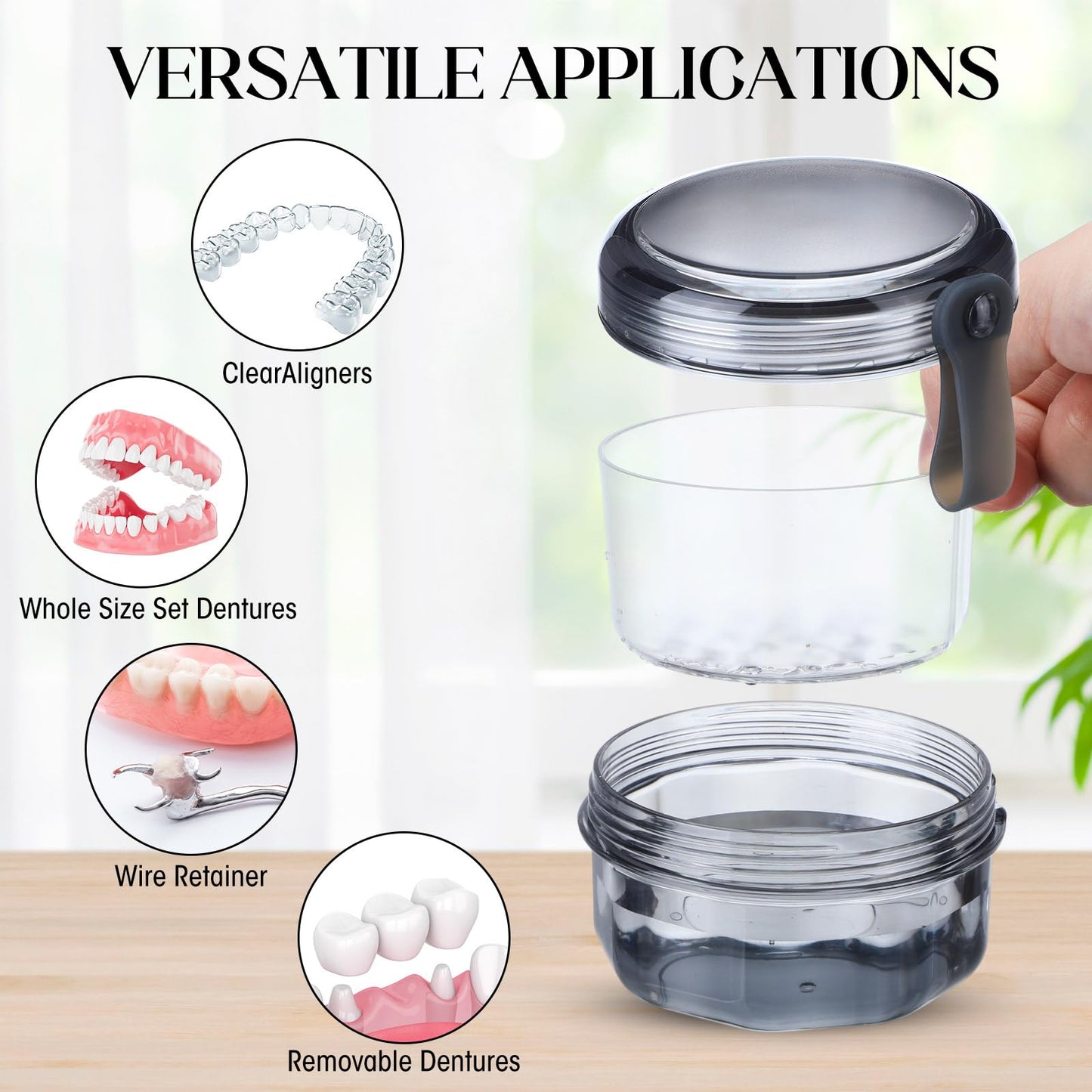 Sieral 6 Pcs Denture Case – Leak-Proof Travel Cup for Dentures & Retainers